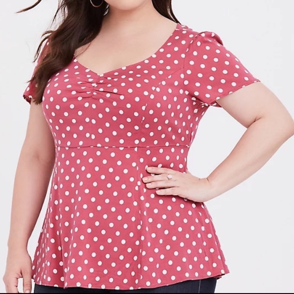 Torrid Pink Polka Dot Challis Babydoll